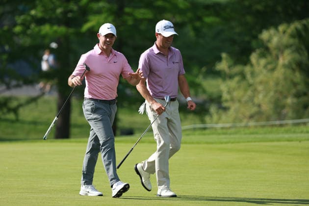 The Memorial Tournament DUBLIN, OHIO - JUNE 05: Rory McIlroy and Justin Thomas walk on the 18th hole during the second round of The Memorial Tournament presented by Workday at Muirfield Village Golf Club in Dublin, Ohio, USA on Friday, June 5, 2026. Dublin Ohio United States  Copyright: xJorgexLemusx originalFilename:lemus-thememor260605_nplNR.jpg