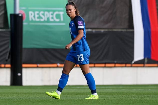 05.June. 2026 – SOCCER – UEFA Women s European Qualifiers, Austria (W) vs Slovenia (W) Maja Sternad (Slovenia) is in action VIENNA VIENNA, AUSTRIA – Sportclub-Platz Dornbach Sportclub-Platz Dornbach AUSTRIA
