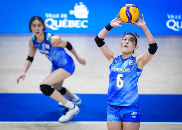 Team Japan Nanami Seki returns a shot against Team Ukraine during their womens Volleyball Nations League (VNL) match on June 5, 2026 in Quebec City, Canada. Noxthirdxpartyxsales  aflo_333391431 MathieuxBelangerx