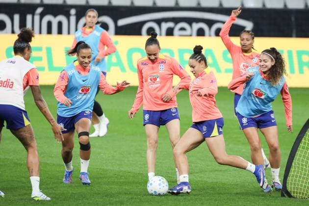 Training session of the Brazilian women s national football team for the friendly match against the USA. Dudinha of the Brazilian women s national football team during the last training session before the friendly match against the United States, at Neo Quimica Arena, east zone of Sao Paulo, this Friday, June 5, 2026. Sao Paulo Sao Paulo Brasil Copyright: xMarinaxUezimax