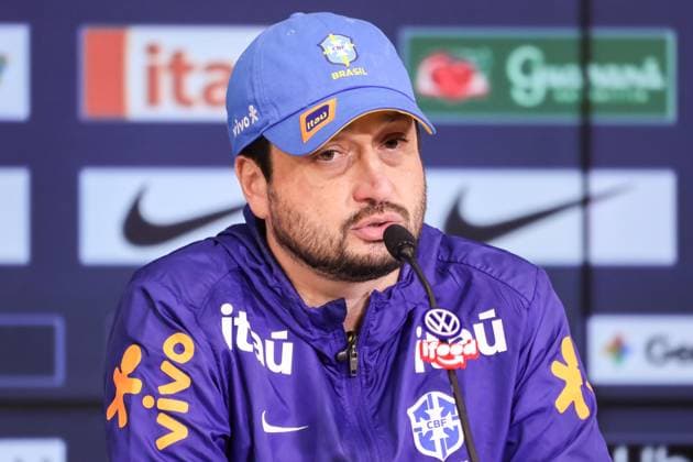 Training session of the Brazilian women s national football team for the friendly match against the USA. press conference, PK, Pressekonferenz with the coach of the Brazilian women s national football team, Arthur Elias, before the friendly match against the United States, at Neo Quimica Arena, in the east zone of Sao Paulo, this Friday, June 5, 2026. Sao Paulo Sao Paulo Brasil Copyright: xMarinaxUezimax