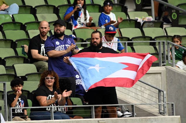 AUSTIN, TX - June 05: A Puerto Rico fan waves a flag during International Friendly, Länderspiel, Nationalmannschaft between Saudi Arabia and Puerto Rico on June 5, 2026 at Q2 Stadium in Austin, TX. (Photo by John Rivera Icon Sportswire) SOCCER: JUNE 05 International Friendly Saudi Arabia vs. Puerto Rico EDITORIAL USE ONLY Icon426260605004