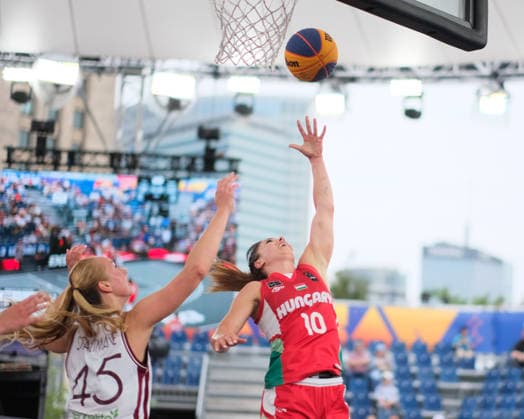 June 5, 2026, Warsaw, Masovian Voivodeship, Poland: Latvia s DIGNA STRAUTMANE (45) and Hungary s KLAUDIA PAPP (10) in action during a FIBA 3x3 Basketball World Cup women s last 16 game between Latvia and Hungary in Warsaw, Poland. Basketball 2026: FIBA 3x3 World Cup Women s Last 16: Hungary 17:16 Latvia  - ZUMAk204 20260605_zip_k204_003 Copyright: xRomanxKozielx