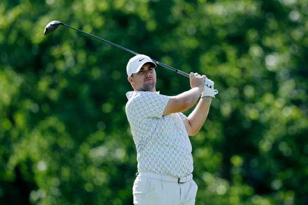 DUBLIN, OH - JUNE 05: Chris Gotterup of United States of America plays a tee shot at the eighteenth hole during the second round of the Memorial Tournament presented by Workday 2026 on June 05, 2026 at Muirfield Village Golf Club in Dublin, Ohio. (Photo by Joe Robbins Icon Sportswire) GOLF: JUN 05 PGA, Golf Herren the Memorial Tournament presented by Workday EDITORIAL USE ONLY Icon5732606050522
