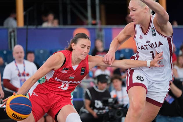 June 5, 2026, Warsaw, Masovian Voivodeship, Poland: Latvia s MARTA MISCENKO (13) and Hungary s REKA LELIK (13) in action during a FIBA 3x3 Basketball World Cup women s last 16 game between Latvia and Hungary in Warsaw, Poland. Basketball 2026: FIBA 3x3 World Cup Women s Last 16: Hungary 17:16 Latvia  - ZUMAk204 20260605_zip_k204_019 Copyright: xRomanxKozielx