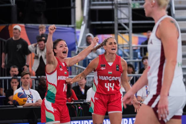 June 5, 2026, Warsaw, Masovian Voivodeship, Poland: Hungary s KLAUDIA PAPP (10) and VIVI BORONDY (44) celebrate victory at the end of a FIBA 3x3 Basketball World Cup women s last 16 game between Latvia and Hungary in Warsaw, Poland. Basketball 2026: FIBA 3x3 World Cup Women s Last 16: Hungary 17:16 Latvia  - ZUMAk204 20260605_zip_k204_028 Copyright: xRomanxKozielx