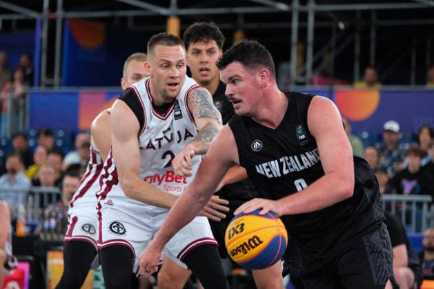 June 5, 2026, Warsaw, Masovian Voivodeship, Poland: Latvia s KARLIS LASMANIS (2) and New Zealand s AIDAN TONGE (0) in action during a FIBA 3x3 Basketball World Cup men s last 16 game between Latvia and New Zealand in Warsaw, Poland. Warsaw Poland - ZUMAk204 20260605_zip_k204_062 Copyright: xRomanxKozielx