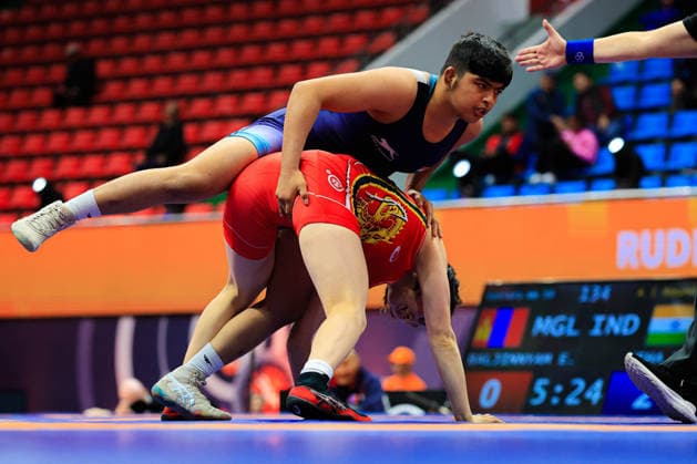 Wrestling Ranking Series Ulaanbaatar Open 59kg WW Neha Neha IND df Enkhtuvshin Baljinnyam MGL Copyright: xKostadinxAndonovx xUnitedxWorldxWrestlingx Kostadin Andonov United World Wrestling