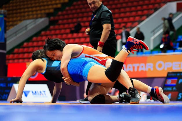 Wrestling Ranking Series Ulaanbaatar Open 59kg WW Pyol Hong PRK df Saruul Erdenebileg MGL Copyright: xKostadinxAndonovx xUnitedxWorldxWrestlingx Kostadin Andonov United World Wrestling