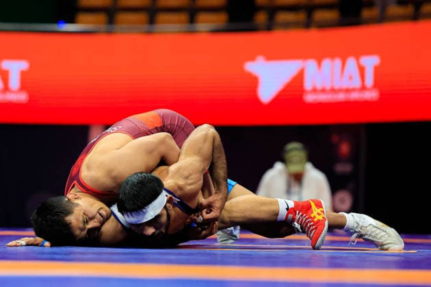 Wrestling Ranking Series Ulaanbaatar Open 63kg GR Zholaman Sharshenbekov KGZ df Sunny Kumar IND Copyright: xKostadinxAndonovx xUnitedxWorldxWrestlingx Kostadin Andonov United World Wrestling