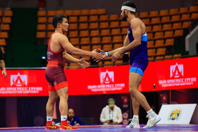 Wrestling Ranking Series Ulaanbaatar Open 63kg GR Zholaman Sharshenbekov KGZ df Sunny Kumar IND Copyright: xKostadinxAndonovx xUnitedxWorldxWrestlingx Kostadin Andonov United World Wrestling