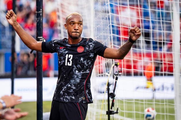 June 5, 2026, Montreal, Pq, Canada: Canada s Derek Cornelius (13) celebrates after Republic of Ireland s Kevin O Toole (7) headed the ball into his own net on a corner kick by Canada s Liam Millar (11) during first half International Friendly, Länderspiel, Nationalmannschaft soccer action in Montreal, on Friday, June 6, 2026. Canada News - June 5, 2026  - ZUMAc35_ 20260605_zaf_c35_113 Copyright: xChristopherxKatsarovx