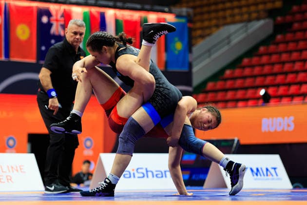 Wrestling Ranking Series Ulaanbaatar Open 72kg WW Zhamila Bakbergenova KAZ df Odgerel Erdene Ochir MGL Copyright: xKostadinxAndonovx xUnitedxWorldxWrestlingx Kostadin Andonov United World Wrestling
