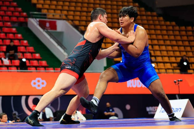 Wrestling Ranking Series Ulaanbaatar Open 130kg GR Nambardagva Batbayar MGL df Olzhas Syrlybay KAZ Copyright: xKostadinxAndonovx xUnitedxWorldxWrestlingx Kostadin Andonov United World Wrestling