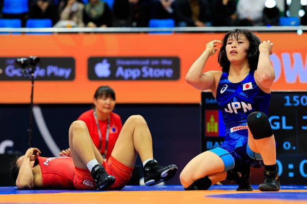 Wrestling Ranking Series Ulaanbaatar Open 53kg WW Moe Kiyooka JPN df Otgontuya Bayanmunkh MGL Copyright: xKostadinxAndonovx xUnitedxWorldxWrestlingx Kostadin Andonov United World Wrestling