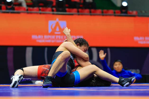 Wrestling Ranking Series Ulaanbaatar Open 59kg WW Bolortuya Khurelkhuu MGL df Bediha Gun TUR Copyright: xKostadinxAndonovx xUnitedxWorldxWrestlingx Kostadin Andonov United World Wrestling