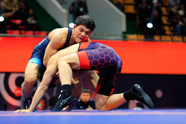 Wrestling Ranking Series Ulaanbaatar Open 60kg GR Akyl Sulaimanov KGZ df Seunghak Kim KOR Copyright: xKostadinxAndonovx xUnitedxWorldxWrestlingx Kostadin Andonov United World Wrestling