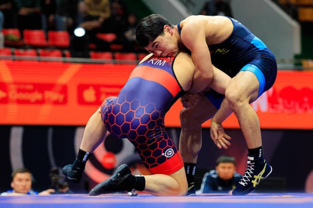 Wrestling Ranking Series Ulaanbaatar Open 60kg GR Akyl Sulaimanov KGZ df Seunghak Kim KOR Copyright: xKostadinxAndonovx xUnitedxWorldxWrestlingx Kostadin Andonov United World Wrestling