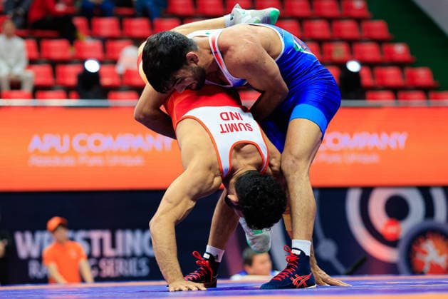 Wrestling Ranking Series Ulaanbaatar Open 60kg GR Ali Abdollah Ahmadi Vafa IRI df Sumit Sumit IND Copyright: xKostadinxAndonovx xUnitedxWorldxWrestlingx Kostadin Andonov United World Wrestling