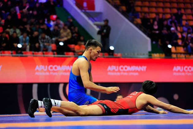 Wrestling Ranking Series Ulaanbaatar Open 63kg GR Yerkebulan Ardakov KAZ df Hyunwoong Choi KOR Copyright: xKostadinxAndonovx xUnitedxWorldxWrestlingx Kostadin Andonov United World Wrestling
