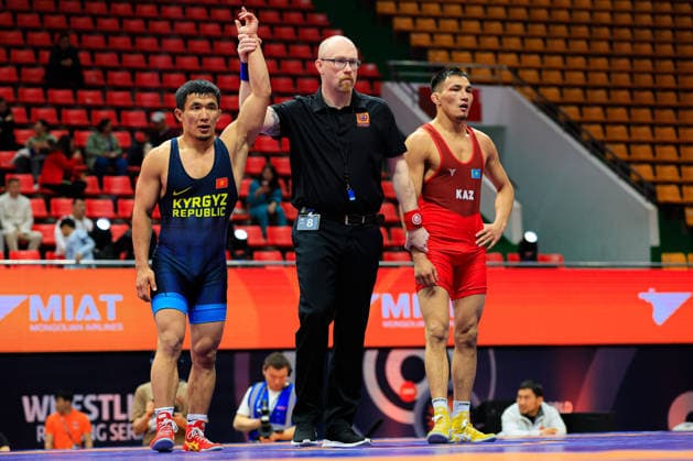 Wrestling Ranking Series Ulaanbaatar Open 63kg GR Zholaman Sharshenbekov KGZ df Yerkebulan Ardakov KAZ Copyright: xKostadinxAndonovx xUnitedxWorldxWrestlingx Kostadin Andonov United World Wrestling