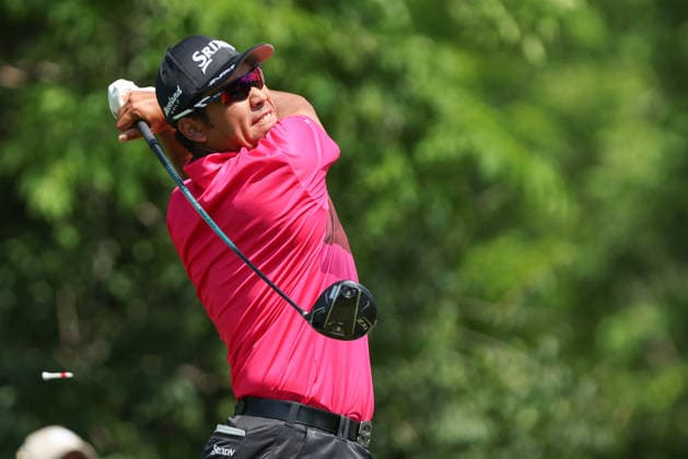 DUBLIN, OH - JUNE 05: Hideki Matsuyama of Japan hits a tee shot on the 15th hole during the second round of the Memorial Tournament presented by Workday at Muirfield Village Golf Club on June 5, 2026 in Dublin, OH. (Photo by Ian Johnson Icon Sportswire) GOLF: JUN 05 PGA, Golf Herren the Memorial Tournament presented by Workday EDITORIAL USE ONLY Icon260605071
