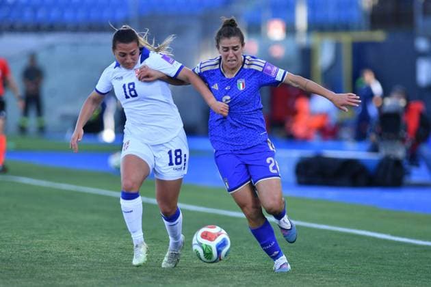 Calcio - FIFA World Cup, WM, Weltmeisterschaft, Fussball Women Photo by IPA ABACAPRESS.COM85364932 - Emma Petrovic (Serbia) Astrid Gilardi (Italy) during Women s European Qualifiers 2027 - Italy vs Serbia, FIFA World Cup match in Pisa, Italy, June 05 2026 Pisa Italy  Copyright: xIPAxSport ABACAx