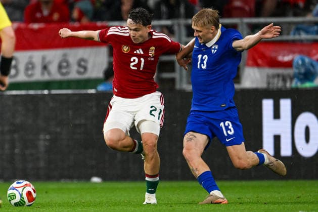 FOOTBALL - Friendly - Hungary vs Finland Photo by IPA ABACAPRESS.COM85364870 - Alex Toth (Hungary) in action against Rony Jansson (Finland) during the UEFA friendly match between Hungary vs Finland, 5th June 2026 at the Puskas Arena, Budapest, Hungary Budapest Hungary  Copyright: xIPAxSport ABACAx