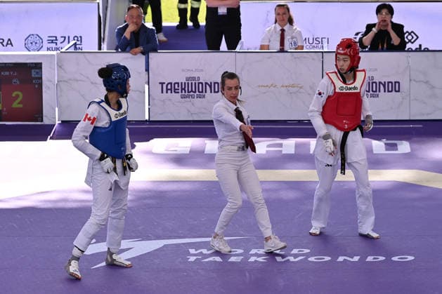 CONTACT - Taekwondo - World Taekwondo Rome Grand Prix 2026 Photo by IPA ABACAPRESS.COM85366046 - Yu-jin KIM (KOR) vs Ella BREWSTER (CAN) during semi finals round Women -57kg of World Taekwondo Grand Prix at Foro Italico, June 5, 2026, Rome, Italy. Roma Italy  Copyright: xIPAxSport ABACAx