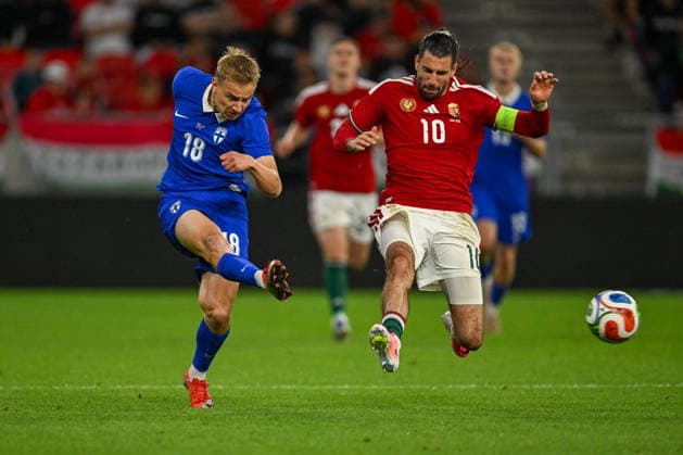 FOOTBALL - Friendly - Hungary vs Finland Photo by IPA ABACAPRESS.COM85366061 - Topi Keskinen (Finlandin action against Dominik Szoboszlai (Hungary) during the UEFA friendly match between Hungary vs Finland, 5 June 2026 at the Puskas Arena, Budapest, Hungary Budapest Hungary  Copyright: xIPAxSport ABACAx