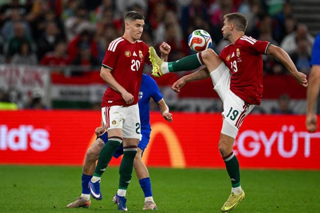 FOOTBALL - Friendly - Hungary vs Finland Photo by IPA ABACAPRESS.COM85366068 - Barnabas Varga (Hungary) and Roland Sallai (Hungary) during the UEFA friendly match between Hungary vs Finland, 5th June 2026 at the Puskas Arena, Budapest, Hungary Budapest Hungary  Copyright: xIPAxSport ABACAx