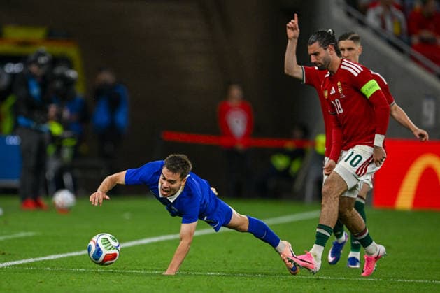 FOOTBALL - Friendly - Hungary vs Finland Photo by IPA ABACAPRESS.COM85366071 - Foul of Dominik Szoboszlai (Hungary) on Leo Walta (Finland) during the UEFA friendly match between Hungary vs Finland, 5th June 2026 at the Puskas Arena, Budapest, Hungary Budapest Hungary  Copyright: xIPAxSport ABACAx