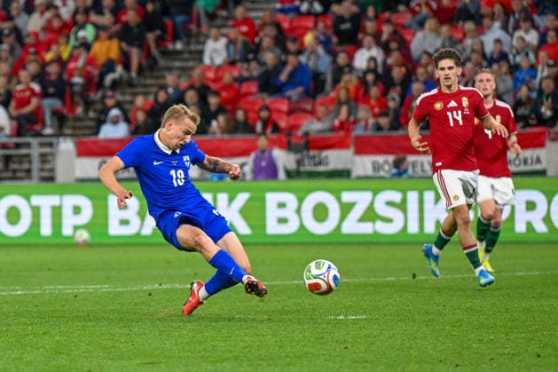 FOOTBALL - Friendly - Hungary vs Finland Photo by IPA ABACAPRESS.COM85365972 - Topi Keskinen (Finland) sed a goal during the UEFA friendly match between Hungary vs Finland, 5th June 2026 at the Puskas Arena, Budapest, Hungary Budapest Hungary  Copyright: xIPAxSport ABACAx