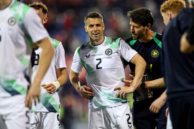 Fußball, Testspiel, Kanada - Irland International Friendly, Länderspiel, Nationalmannschaft Stade Saputo, MontrÃ Seamus Coleman and Paddy McCarthy after the match 6 6 2026  Copyright: x INPHO RyanxByrnex RB1_2811