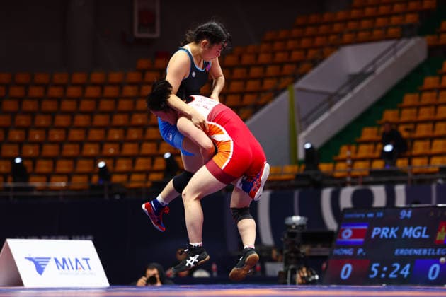 World Ranking Series Ulaanbaatar Open 59kg WW Pyol Hong PRK df Saruul Erdenebileg MGL Copyright: xJakexKirkmanx xUnitedxWorldxWresx Jake Kirkman United World Wres