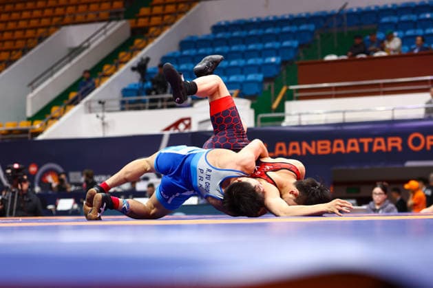 World Ranking Series Ulaanbaatar Open 60kg GR Yu Chol Ro PRK df Seunghak Kim KOR Copyright: xJakexKirkmanx xUnitedxWorldxWresx Jake Kirkman United World Wres