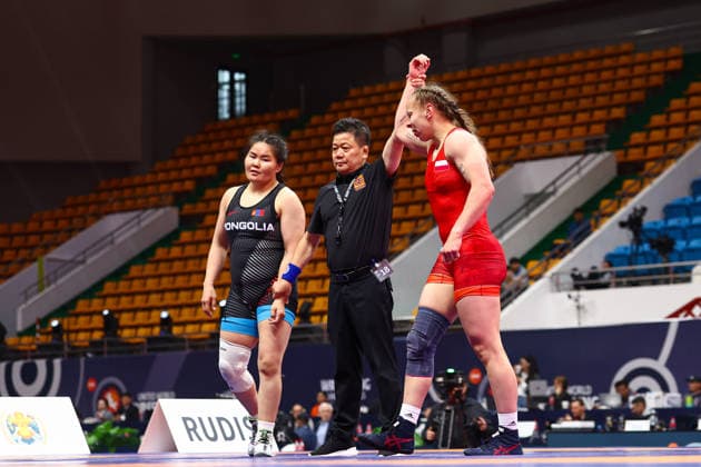 World Ranking Series Ulaanbaatar Open 72kg WW Wiktoria Choluj POL df Bolortungalag Zorigt MGL Copyright: xJakexKirkmanx xUnitedxWorldxWresx Jake Kirkman United World Wres