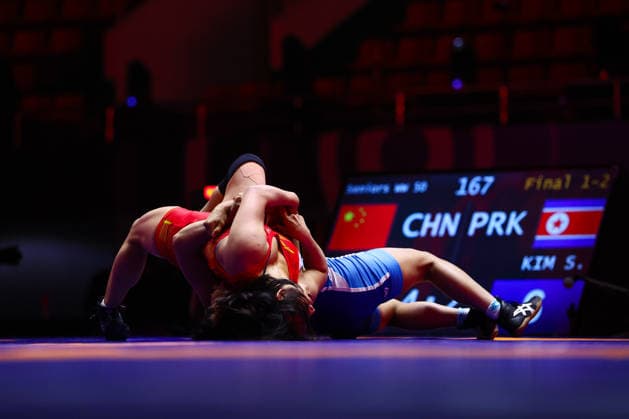 World Ranking Series Ulaanbaatar Open 50kg WW Son Hyang Kim PRK df Anqi Bao CHN Copyright: xJakexKirkmanx xUnitedxWorldxWresx Jake Kirkman United World Wres