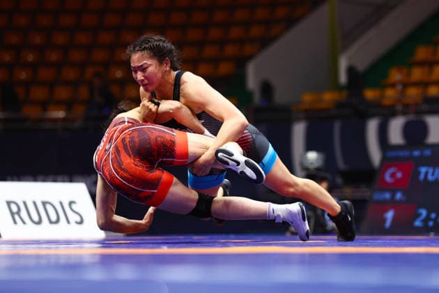 World Ranking Series Ulaanbaatar Open 59kg WW Bolortuya Khurelkhuu MGL df Bediha Gun TUR Copyright: xJakexKirkmanx xUnitedxWorldxWresx Jake Kirkman United World Wres