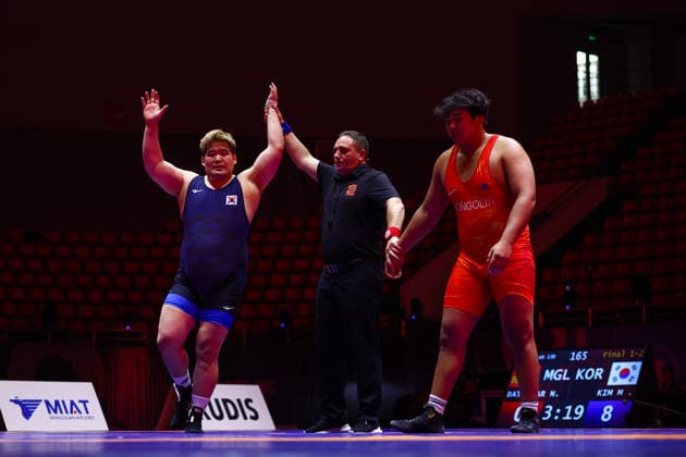 World Ranking Series Ulaanbaatar Open 130kg GR Kim Minseok KOR df Nambardagva Batbayar MGL Copyright: xJakexKirkmanx xUnitedxWorldxWresx Jake Kirkman United World Wres