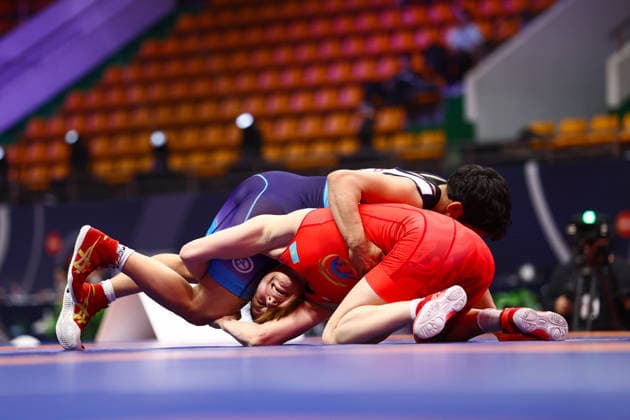 World Ranking Series Ulaanbaatar Open 50kg WW Neelam Neelam IND df Maral Tangirbergenova KAZ Copyright: xJakexKirkmanx xUnitedxWorldxWresx Jake Kirkman United World Wres