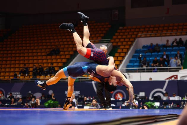 World Ranking Series Ulaanbaatar Open 60kg GR Akyl Sulaimanov KGZ df Seunghak Kim KOR Copyright: xJakexKirkmanx xUnitedxWorldxWresx Jake Kirkman United World Wres