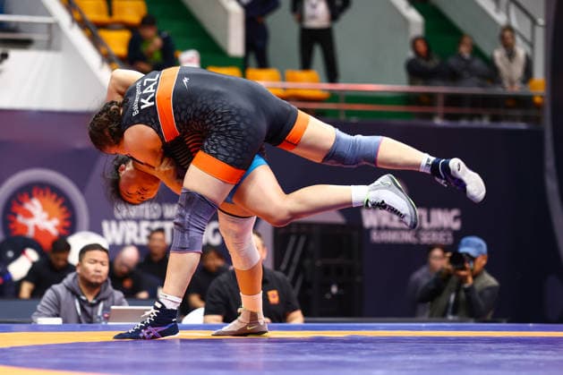 World Ranking Series Ulaanbaatar Open 72kg WW Bolortungalag Zorigt MGL df Zhamila Bakbergenova KAZ Copyright: xJakexKirkmanx xUnitedxWorldxWresx Jake Kirkman United World Wres