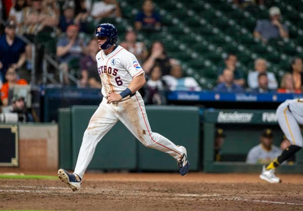 June 2, 2026, Houston, Texas, United States: Houston Astros center fielder Jake Meyers (6) scores on an RBI single by shortstop Jeremy PeoÂ±a (3) (not pictured) in the ninth inning during an MLB, Baseball Herren, USA game against the Pittsburgh Pirates on Tuesday June 2, 2026 at Daikin Park in Houston, Texas. The Pirates defeated the Astros 10-6. Houston United States - ZUMAw132 20260602_zap_w132_104 Copyright: xTomxWalkox