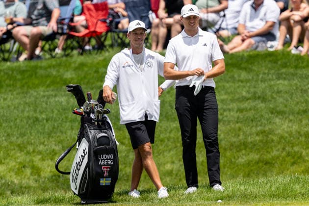 June 5, 2026, Dublin, Ohio, U.S: Ludvig Aberg and his caddie on the 14th green during the second round of The Memorial Tournament at Muirfield Village Golf Club, Dublin, Ohio. PGA, Golf Herren Tour 2026 - The Memorial Tournament - Second Round  - ZUMAs304 20260605_zaf_s304_005 Copyright: xScottxStuartx