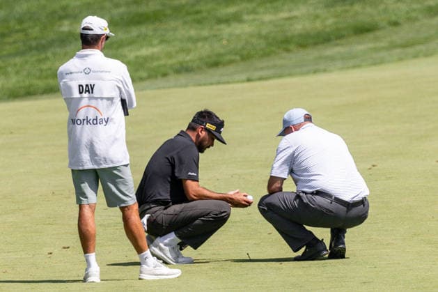 June 5, 2026, Dublin, Ohio, U.S: Jason Day asks for a rules official on the 18th fairway during the second round of The Memorial Tournament at Muirfield Village Golf Club, Dublin, Ohio. Dublin U.S - ZUMAs304 20260605_zaf_s304_019 Copyright: xScottxStuartx