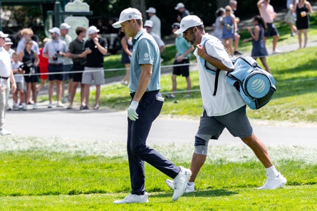 June 5, 2026, Dublin, Ohio, U.S: Jordan Spieth walks with his caddie on the 18th fairway during the second round of The Memorial Tournament at Muirfield Village Golf Club, Dublin, Ohio. PGA, Golf Herren Tour 2026 - The Memorial Tournament - Second Round  - ZUMAs304 20260605_zaf_s304_051 Copyright: xScottxStuartx