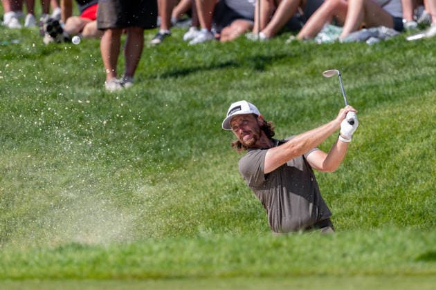 June 5, 2026, Dublin, Ohio, U.S: Tommy Fleetwood hits from the sand on 14 during the second round of The Memorial Tournament at Muirfield Village Golf Club, Dublin, Ohio. PGA, Golf Herren Tour 2026 - The Memorial Tournament - Second Round  - ZUMAs304 20260605_zaf_s304_063 Copyright: xScottxStuartx