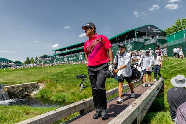 June 5, 2026, Dublin, Ohio, U.S: Hideki Matsuyama crosses the bridge at 15 during the second round of The Memorial Tournament at Muirfield Village Golf Club, Dublin, Ohio. Dublin U.S - ZUMAs304 20260605_zaf_s304_085 Copyright: xScottxStuartx