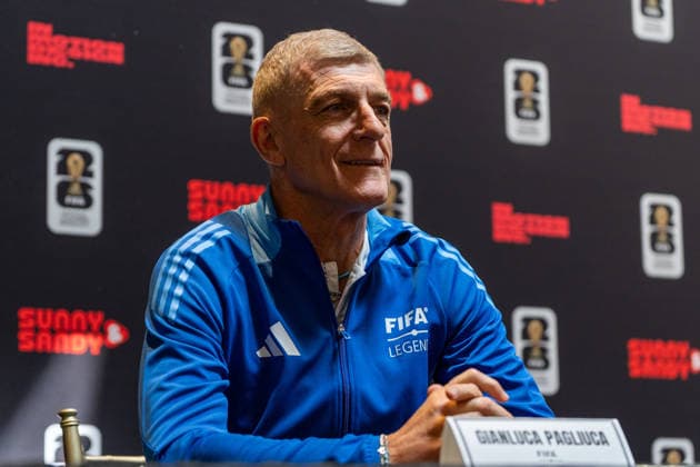 Italian FIFA Legends Tour in Toronto Gianluca Pagliuca, Italian football FIFA legend speaks during a press conference, PK, Pressekonferenz as part of the Italian FIFA Legends Tour in Toronto. on June 5, 2026 in Toronto, Canada. (Photo by Leonardo Ramirez Eyepix Group) Copyright: xLeonardoxRamirezx xEyepixxGroupx LR06042026-08802